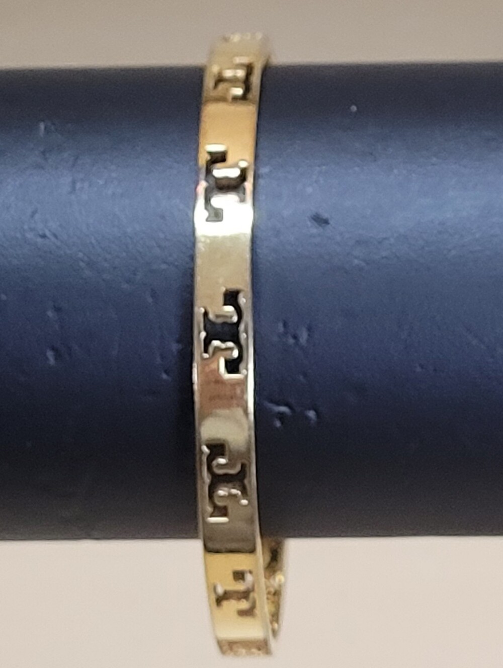 Tory Burch T Gold Plated Bangle Bracelet 2.5" Diameter Like New